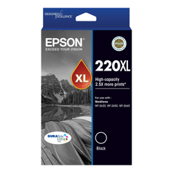 Epson 220XL High CAP DURABrite Ultra Black Ink WF-2630, WF-2650, WF-2660
