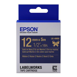 Epson Tape Ribbon 12mm Gold on Navy 5m for LW-300 LW-400 and LW-600P