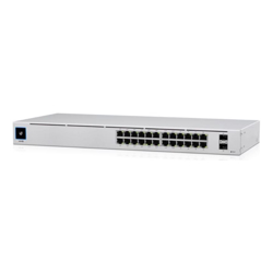 NEW Ubiquiti UniFi 24 port Managed Gigabit Switch - 24x Gigabit Ethernet Ports, with 2xSFP - Touch Display - Fanless - GEN2