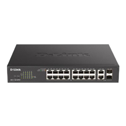 D-Link | DGS-1100-18PV2 | 18 Port Gigabit Smart Managed PoE Switch with 16 PoE and 2 Combo RJ45/SFP Ports (130W PoE budget)