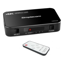 Simplecom CM324 4 Way HDMI 2.0 Switch 4 IN 1 OUT Ultra HD 4K 60Hz HDR HDCP 2.2