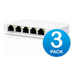 Ubiquiti USW Flex Mini - 5 Port Managed, UniFi, Layer 2 Gigabit Switch - 1x PoE Input - 3 Pack - No PSU