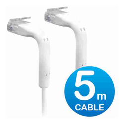 UniFi Patch Cable 5m White, Both End Bendable to 90 Degree, RJ45 Ethernet Cable, Cat6, Ultra-Thin 3mm Diameter