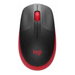 Logitech M190 Full Size Wireless Optical Mouse, Black and Red 