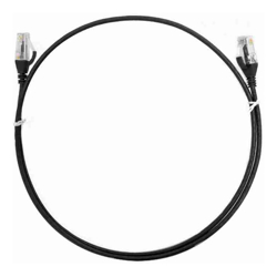 8Ware Cat6 Ultra Thin Slim Cable 1m / 100cm Black Color Premium RJ45 Ethernet Network LAN UTP Patch Cord 26AWG for Data Only not PoE