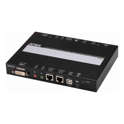 Aten Single Port DVI KVM Over IP with Audio and Virtual Media, supports up to 1920 x 1200 @ 60Hz, 1 DVI USB KVM Cable included, Dual RS232 serial port