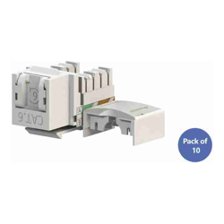 4Cabling Cat 6 RJ45 Keystone Jack with Shutter 90 Degree | Pack of 10