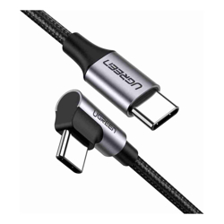 UGREEN USB-C to Angled USB2.0-C Round Cable M/M Aluminum Shell Nickel Plating 1m (Gray Black) 50123