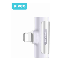 KIVEE AD11 Lightning to Lightning Audio + Charging + Phone Call Adapter White