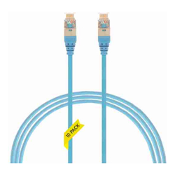 1.5m Cat 6A RJ45 S/FTP Thin LSZH 30 AWG Pack of 10 Network Cable. Blue
