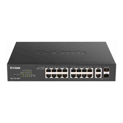 D-Link | DGS-1100-18PV2 | 18 Port Gigabit Smart Managed PoE Switch with 16 PoE and 2 Combo RJ45/SFP Ports (130W PoE budget)