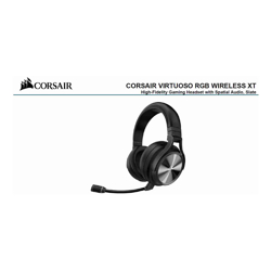 Corsair Virtuoso RGB Wilress XT Black 7.1 Audio. High Fidelity Ultra Comfort Broadcast Grade Microphone Slipstream Wireless USB. Headset