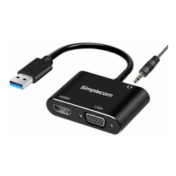 Simplecom DA316A USB to HDMI + VGA Video Card Adapter with 3.5mm Audio
