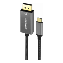 mbeat Tough Link 1.8m 4K USB-C to Display Port Cable Converts USB-C to DisplayPort4K@60Hz (38402160) Gold Plated Aluminium Nylon Braided Cable
