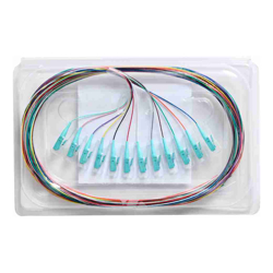 4Cabling Fibre Pigtail LC OM4 Multimode 2m 12 pack Rainbow Aqua Connector | Backward Compatible With OM3