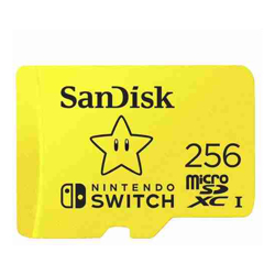 SANDISK AND NINTENDO COBRANDED MICROSDXC SQXAO 256GB U3 C10 UHS-1 100MB/S R 90MB/S W 3X5 Lifetime LIMITED