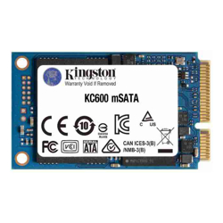 Kingston KC600 256GB 2230 mSATA SSD 550/500MB/s 90K/80K IOPS 150TBW 1M hrs MTBF XTS-AES 256-bit Encryption 5yrs