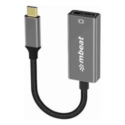 mbeat Elite USB-C to Display Port Adapter  -Converts USB-C to DisplayPort female port 4K@60Hz (38402160)  15cm Space Grey