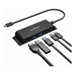 mbeat Mountable 5-Port USB-C Hub Supports 4K HDMI video out and 60W Power Delivery Charging with 2  USB3.0 and 1  USB-C