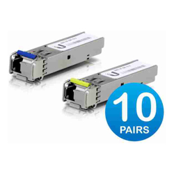 Ubiquiti UFiber SFP Single-Mode BiDi Fiber Module 1 Gbps 3km Dstance 20-Pack