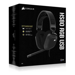 Corsair HS80 RGB Carbon- Dolby Atoms 3D Pulse Sound Dolby 7.1 Surroud USB Gaming Headset PCPS5 Xbox X Headphones.