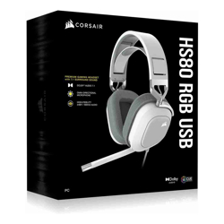 Corsair HS80 RGB White- Dolby Atoms 3D Pulse Sound Dolby 7.1 Surroud USB Gaming Headset PCPS5 Xbox X Headphones