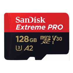 SanDisk Extreme Pro microSDXC SQXCD 128GB V30 U3 C10 A2 UHS-I 200MB/s R 90MB/s W 4x6 SD adaptor Lifetime Limited
