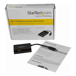 STARTECH.COM USB-C TO Gigabit ETHERNET ADAPTER, TB3 COMPATIBLE, USB-C PD, BLACK, 2YR