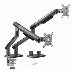 Brateck Dual Monitor Premium Slim Aluminum Spring-Assisted Monitor Arm Fix Most 17"-32" Monitor Up to 9kg per screen VESA 75x75/100x100