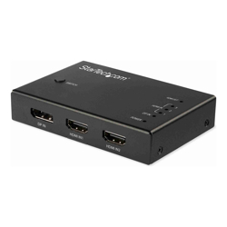 StarTech 4 Port HDMI Video Switch 3x HDMI & 1x DisplayPort 4K 60Hz Multi Port HDMI Switch Box w/ Automatic Switcher (VS421HDDP)
