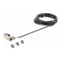 6' (2m) 3-in-1 Universal Laptop Cable Lock - 4-Digit Combination Laptop/Desktop Security Cable Lock Compatible w/ K-Slot Nano & Wedge Slot Computer - Anti-Theft Steel Cable (LTULOCK4D)
