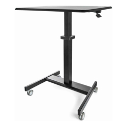 Mobile Standing Desk - Portable Sit Stand Ergonomic Height Adjustable Cart on Wheels - Rolling Computer/Laptop Workstation Table with Locking One-Touch Lift for Teacher/Student (STSCART2)