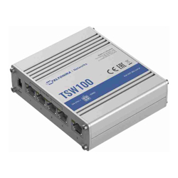 Teltonika | TSW100 | 5 Port Industrial Unmanaged Gigabit Switch with 4 Port PoE+ Plug-N-Play