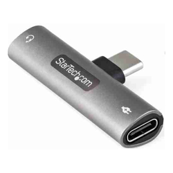 StarTech USB C Audio & Charge Adapter USB-C Audio Adapter w/ 3.5mm TRRS Headphone/Headset Jack and 60W USB Type-C Power Delivery Pass-through Charger For USB-C Phone/Tablet/Laptop (CDP235APDM)