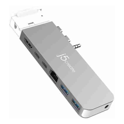 J5create JCD395 4K60 Pro USB4 Hub with MagSafe Kit - Designed for MacBook Pro 2021 / 2022 (USB-C to HDMI, 1x USB-C, 1xUSB-A, RJ45, 3.5mm AUX) 40Gbps