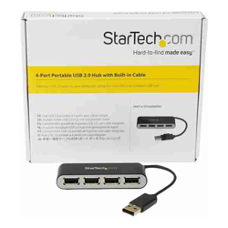 STARTECH.COM 4 Port USB2.0 HUB, MINI, INBUILT CABLE, 2YR 