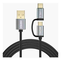 Choetech XAC-0012-102BK 2-in-1 USB Type C+Micro USB Cable 1.2m Charge & Sync for Samsung Phones