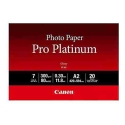 Canon Photo Paper Pro Platinum 20 Sheets A2 Size 300gsm Professional grade High gloss paper achieves rich deep blacks