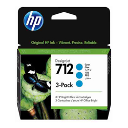 HP 712 3-Pack 29-ml Cyan DesignJet Ink Cartridge