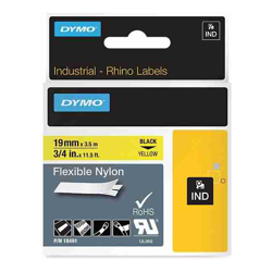 Dymo Rhino Ny Lbl 19mm Blk/Yel