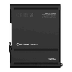 Teltonika DIN rail switch, unmanaged, 4 x Gigabit Ethernet Up to 1000 Mbps, power supply voltages (7-57 VDC and 9-40 VAC)