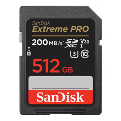 SanDisk Extreme Pro SDXC, SDXXD 512GB, V30, U3, C10, UHS-I, 200MB/s R, 140MB/s W, 4x6, Lifetime Limited