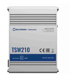 Teltonika | TSW210 | 10 Port Industrial Unmanaged Switch | Rear Panel with DIN Rail Holder ** PSU not included **