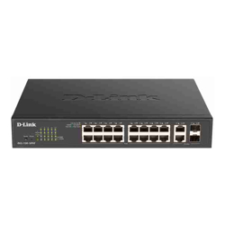 D-Link | DGS-1100-18PV2 | 18 Port Gigabit Smart Managed PoE Switch with 16 PoE and 2 Combo RJ45/SFP Ports (130W PoE budget)