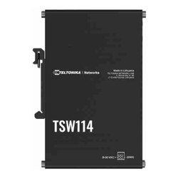 Teltonika TSW114 - Gigabit DIN Rail Switch, 5 x Gigabit Ethernet ports, Rugged anodized aluminum housing