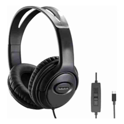 Shintaro Over-The-Ears USB-C Headset with In-Line microphone Includes USB-C to USB-A adaptor for use with Laptops