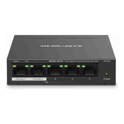 Mercusys MS105GP 5-Port Gigabit Desktop Switch with 4-Port PoE+, 10/100/1000 Mbps RJ45 ports, Up to 250 m