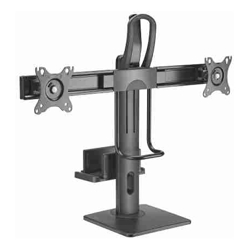 Brateck Dual Screens Vertical Lift Monitor Stand With Thin Client CPU Mount  Fit Most 17"-27" Monitor Up to 6kg per screen VESA 100x100,75x75