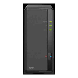 Synology DiskStation DS124 1-Bay 3.5" Diskless 1xGbE NAS (Tower)  Realtek RTD1619B 64-bit 4-core 1.7 GHz  1 GB DDR4 non-ECC  2-year hardware warranty