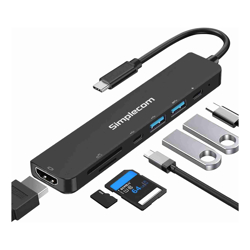 Simplecom CH547 USB-C 7-in-1 Multiport Adapter USB Hub HDMI Card Reader PD